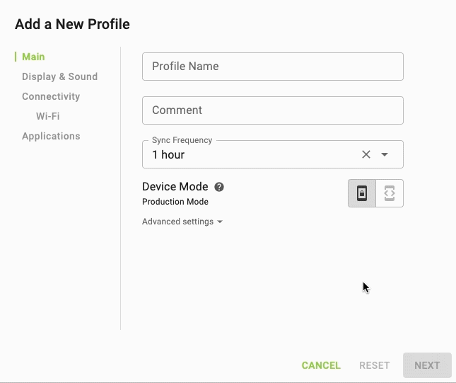 Adding apps to a profile on the Famoco MDM